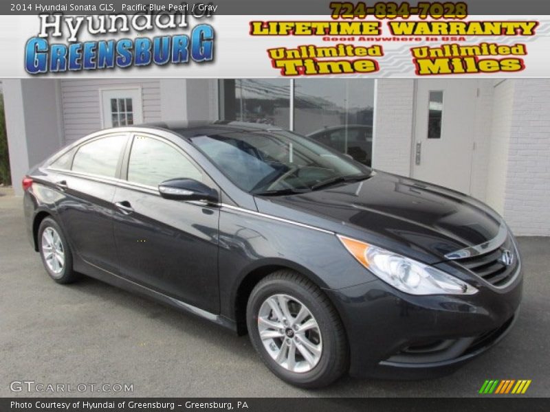 Pacific Blue Pearl / Gray 2014 Hyundai Sonata GLS