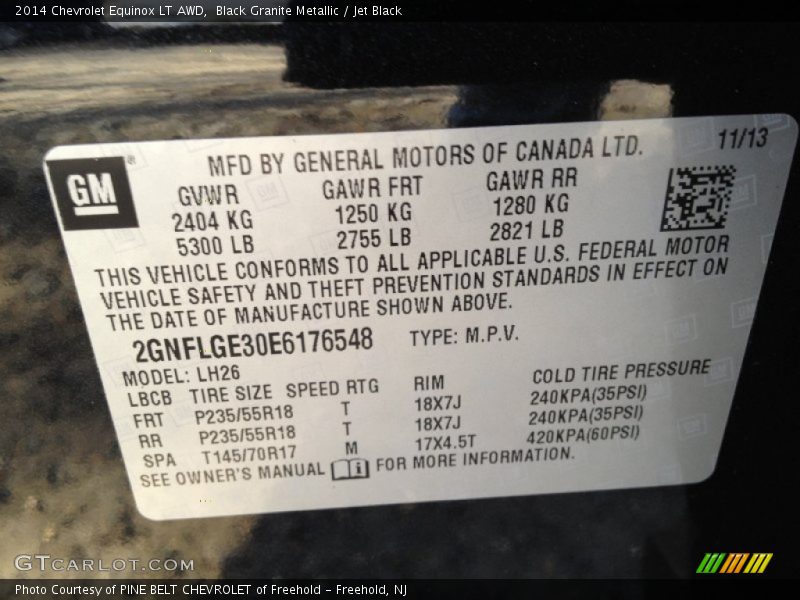Black Granite Metallic / Jet Black 2014 Chevrolet Equinox LT AWD