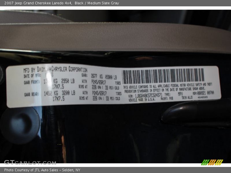 Black / Medium Slate Gray 2007 Jeep Grand Cherokee Laredo 4x4