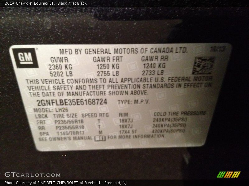 Black / Jet Black 2014 Chevrolet Equinox LT