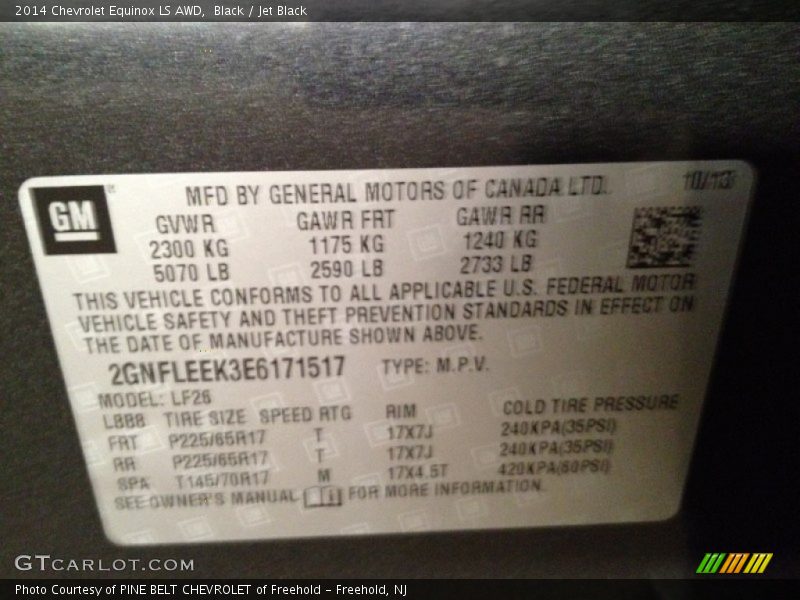 Black / Jet Black 2014 Chevrolet Equinox LS AWD