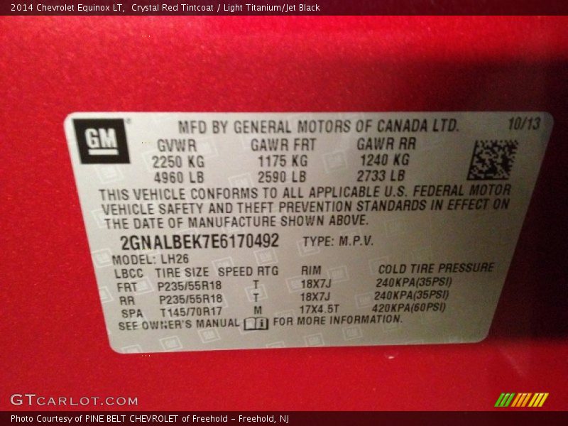 Crystal Red Tintcoat / Light Titanium/Jet Black 2014 Chevrolet Equinox LT