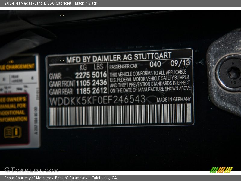 Black / Black 2014 Mercedes-Benz E 350 Cabriolet