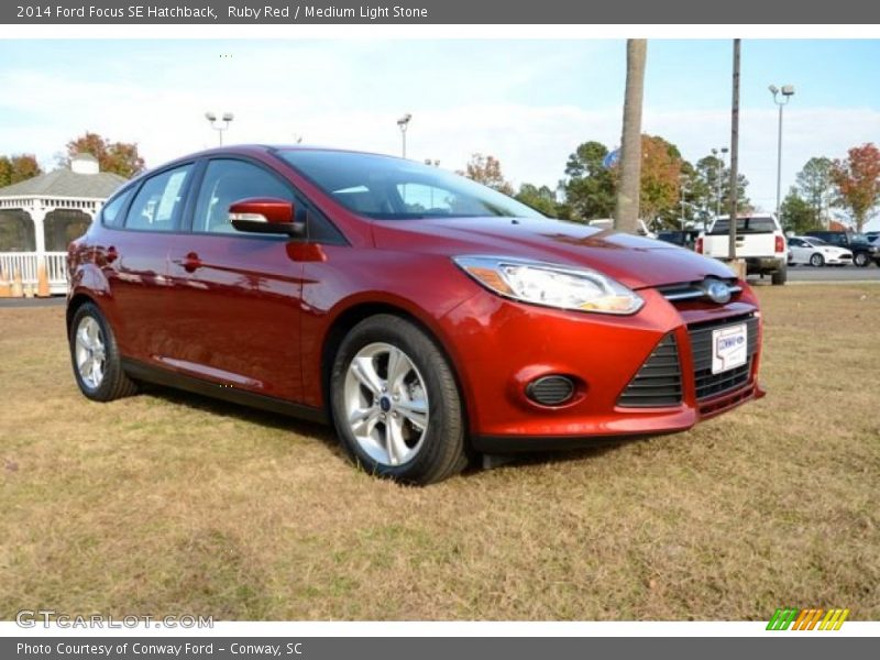 Ruby Red / Medium Light Stone 2014 Ford Focus SE Hatchback