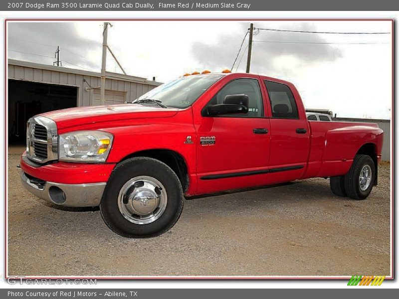 Flame Red / Medium Slate Gray 2007 Dodge Ram 3500 Laramie Quad Cab Dually