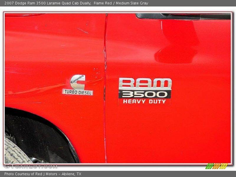 Flame Red / Medium Slate Gray 2007 Dodge Ram 3500 Laramie Quad Cab Dually