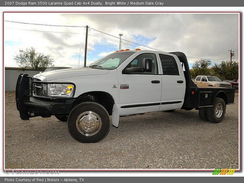 Bright White / Medium Slate Gray 2007 Dodge Ram 3500 Laramie Quad Cab 4x4 Dually