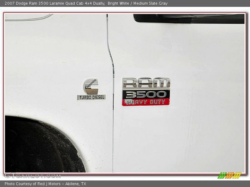 Bright White / Medium Slate Gray 2007 Dodge Ram 3500 Laramie Quad Cab 4x4 Dually