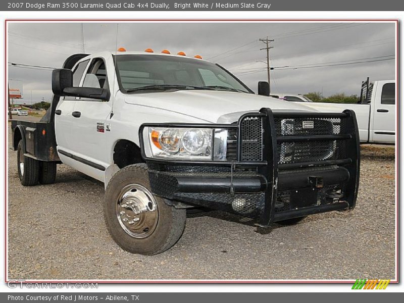 Bright White / Medium Slate Gray 2007 Dodge Ram 3500 Laramie Quad Cab 4x4 Dually