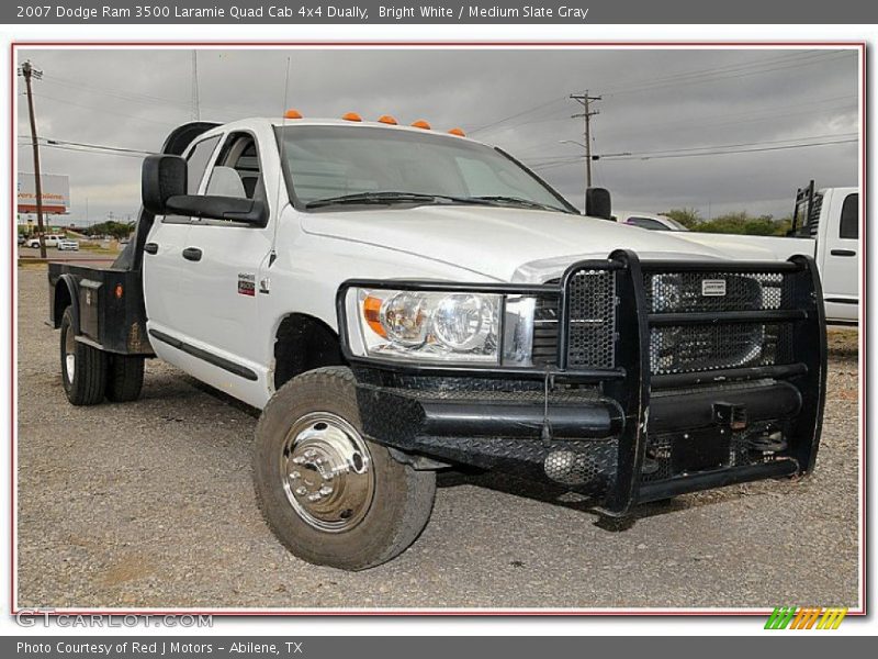 Bright White / Medium Slate Gray 2007 Dodge Ram 3500 Laramie Quad Cab 4x4 Dually