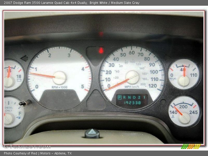 Bright White / Medium Slate Gray 2007 Dodge Ram 3500 Laramie Quad Cab 4x4 Dually
