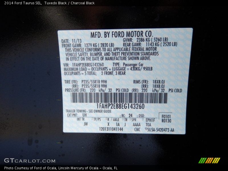 Tuxedo Black / Charcoal Black 2014 Ford Taurus SEL