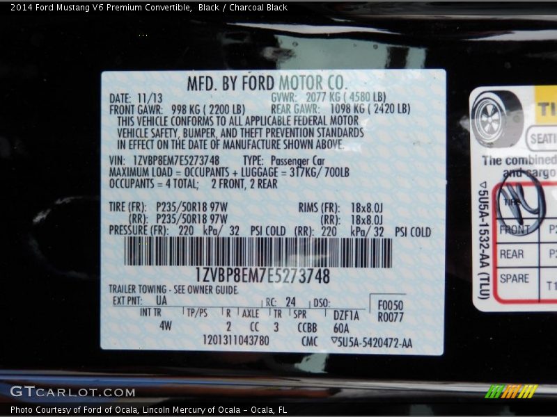 Black / Charcoal Black 2014 Ford Mustang V6 Premium Convertible