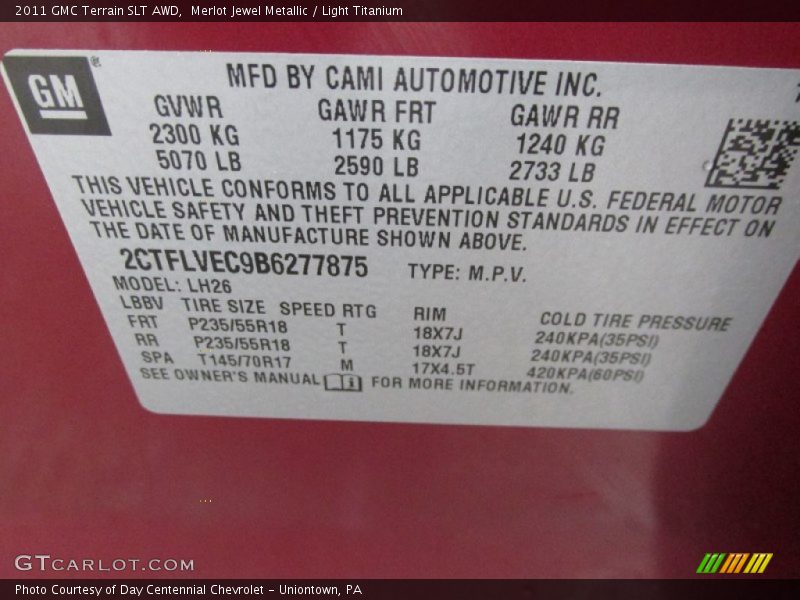 Merlot Jewel Metallic / Light Titanium 2011 GMC Terrain SLT AWD