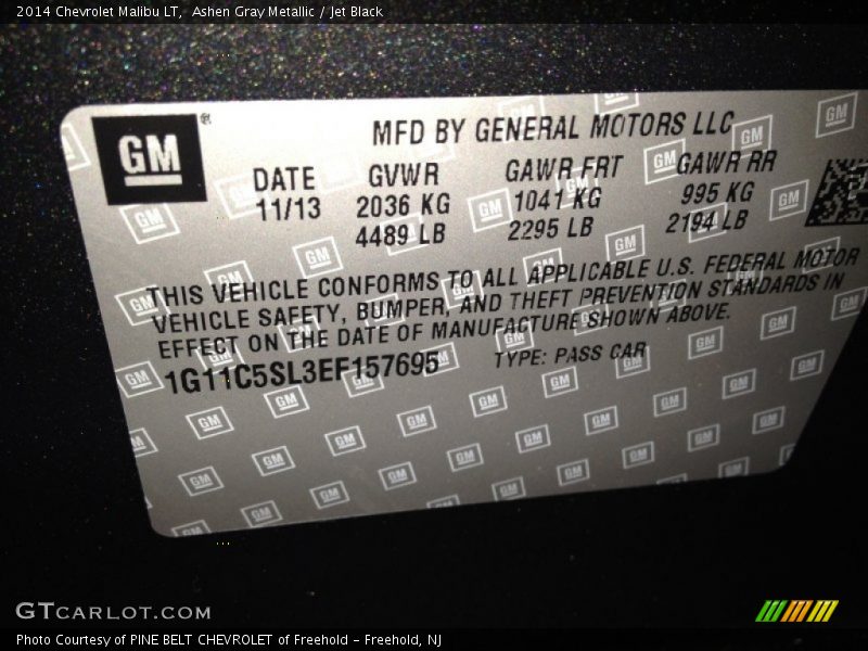 Ashen Gray Metallic / Jet Black 2014 Chevrolet Malibu LT
