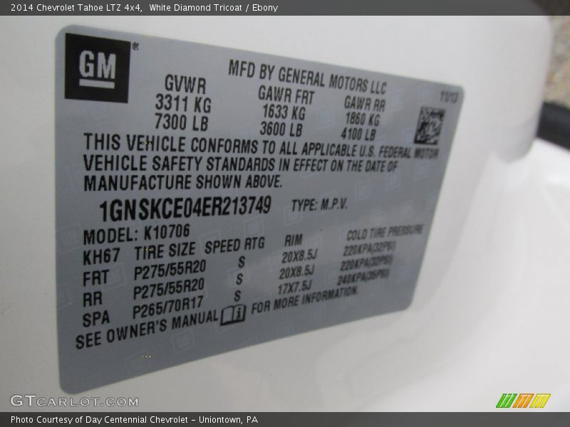 White Diamond Tricoat / Ebony 2014 Chevrolet Tahoe LTZ 4x4