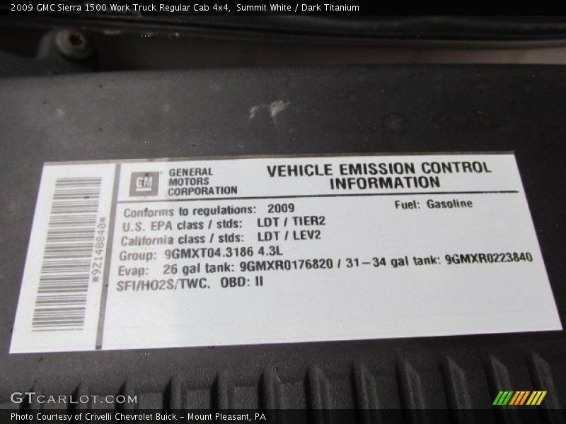 Summit White / Dark Titanium 2009 GMC Sierra 1500 Work Truck Regular Cab 4x4