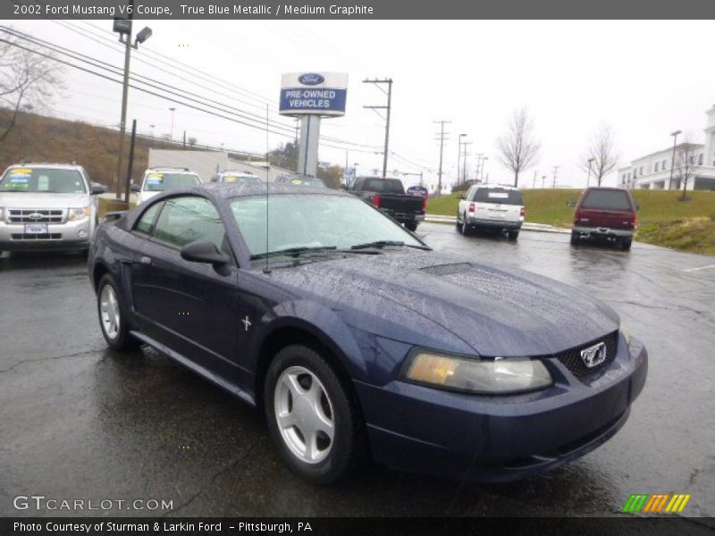 True Blue Metallic / Medium Graphite 2002 Ford Mustang V6 Coupe