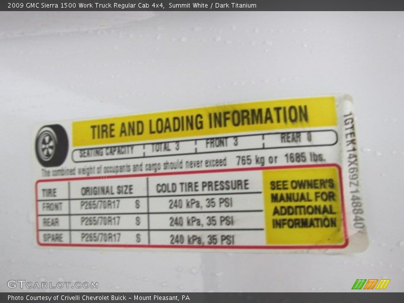 Summit White / Dark Titanium 2009 GMC Sierra 1500 Work Truck Regular Cab 4x4