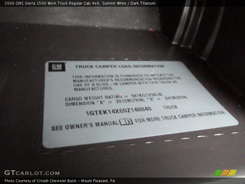Summit White / Dark Titanium 2009 GMC Sierra 1500 Work Truck Regular Cab 4x4