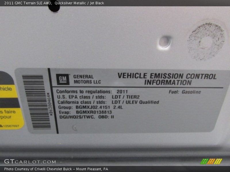 Quicksilver Metallic / Jet Black 2011 GMC Terrain SLE AWD