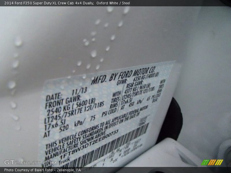 Oxford White / Steel 2014 Ford F350 Super Duty XL Crew Cab 4x4 Dually