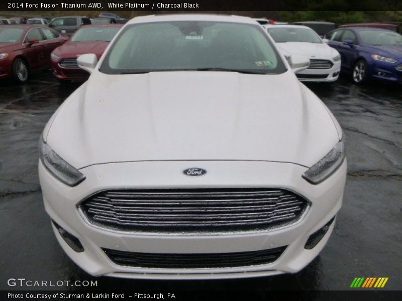 White Platinum / Charcoal Black 2014 Ford Fusion Titanium AWD