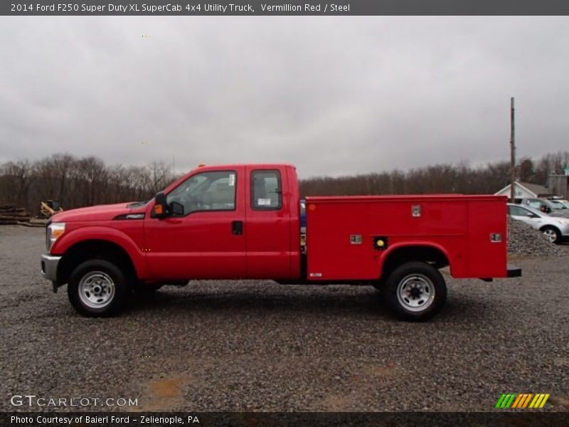Vermillion Red / Steel 2014 Ford F250 Super Duty XL SuperCab 4x4 Utility Truck