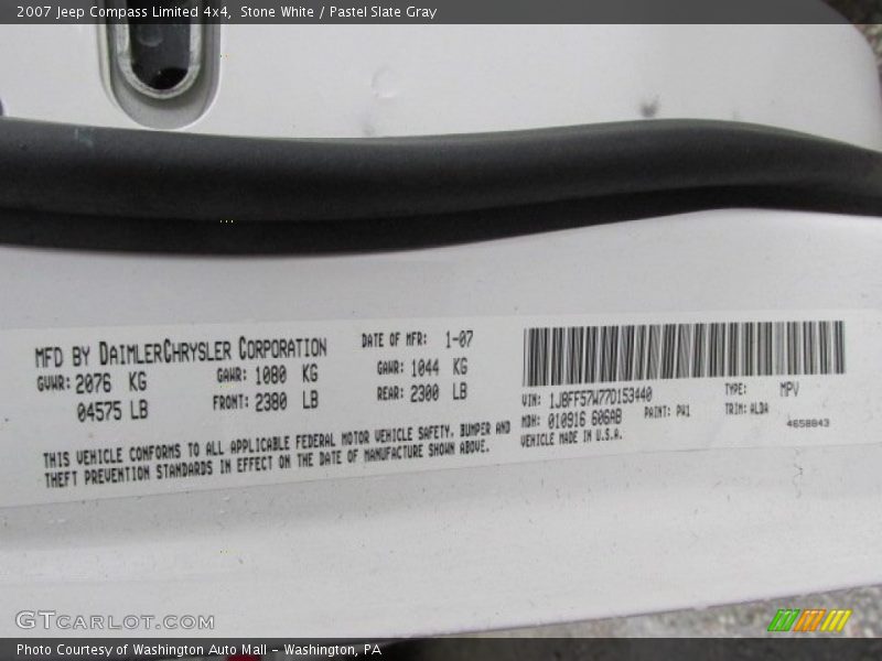 Stone White / Pastel Slate Gray 2007 Jeep Compass Limited 4x4