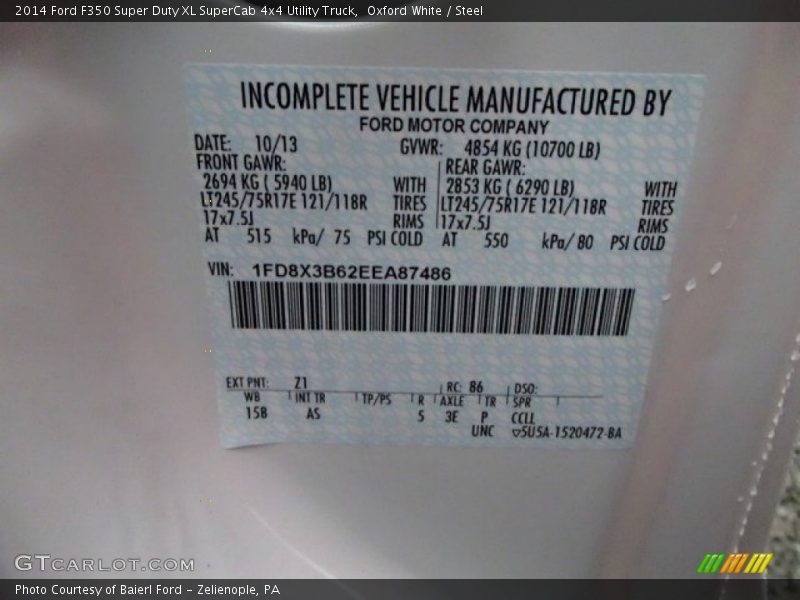Oxford White / Steel 2014 Ford F350 Super Duty XL SuperCab 4x4 Utility Truck