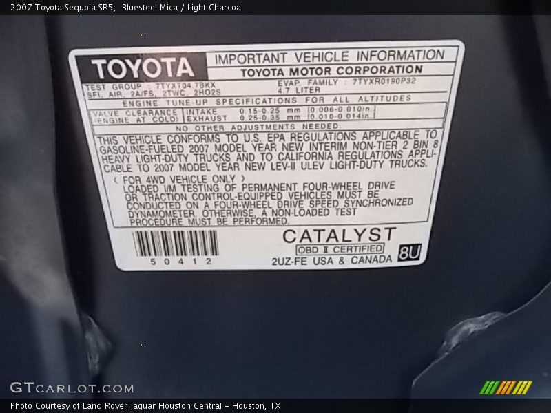 Bluesteel Mica / Light Charcoal 2007 Toyota Sequoia SR5