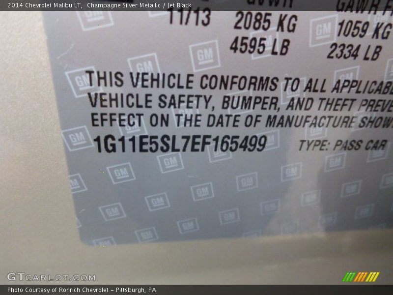 Champagne Silver Metallic / Jet Black 2014 Chevrolet Malibu LT