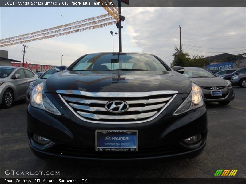 Pacific Blue Pearl / Gray 2011 Hyundai Sonata Limited 2.0T