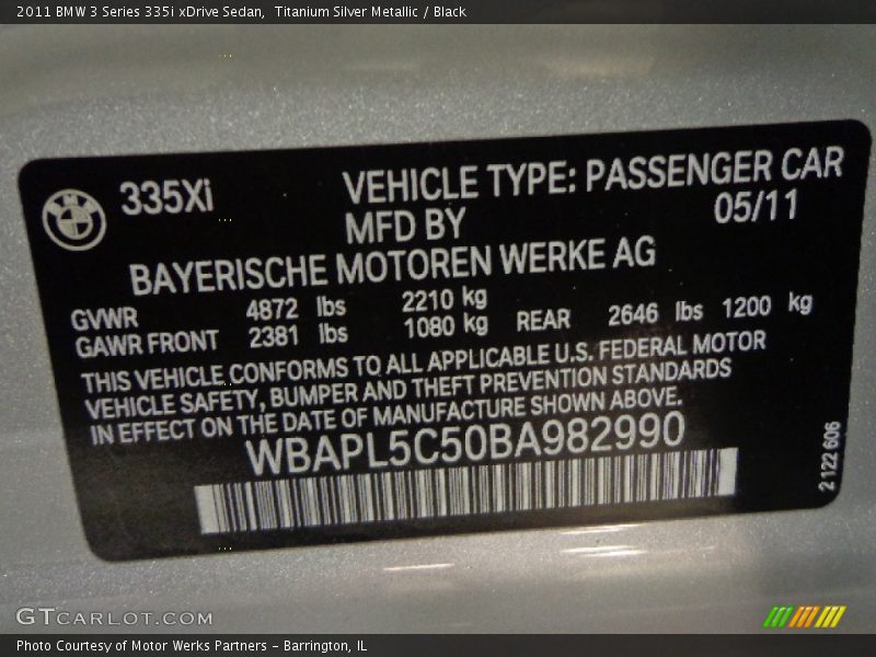 Titanium Silver Metallic / Black 2011 BMW 3 Series 335i xDrive Sedan