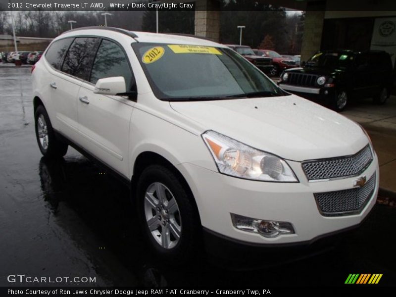 White / Dark Gray/Light Gray 2012 Chevrolet Traverse LT AWD
