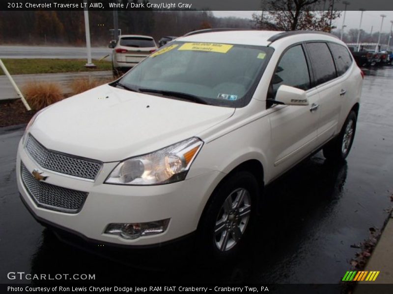 White / Dark Gray/Light Gray 2012 Chevrolet Traverse LT AWD