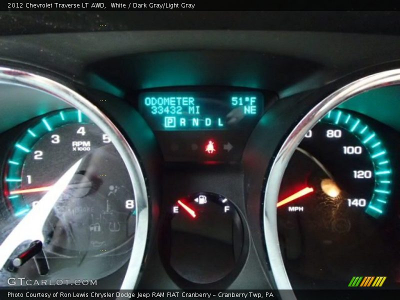White / Dark Gray/Light Gray 2012 Chevrolet Traverse LT AWD
