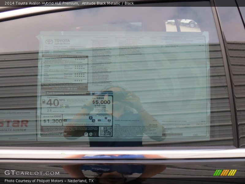  2014 Avalon Hybrid XLE Premium Window Sticker