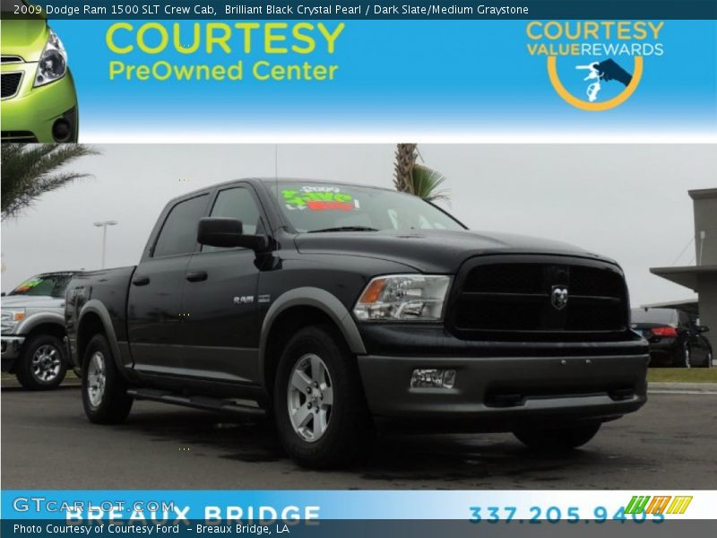 Brilliant Black Crystal Pearl / Dark Slate/Medium Graystone 2009 Dodge Ram 1500 SLT Crew Cab