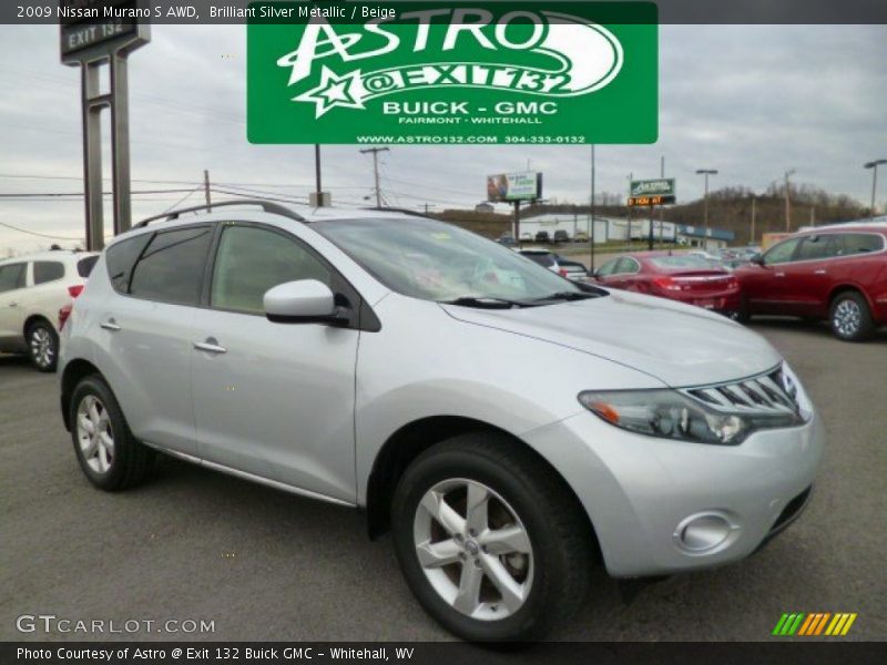 Brilliant Silver Metallic / Beige 2009 Nissan Murano S AWD