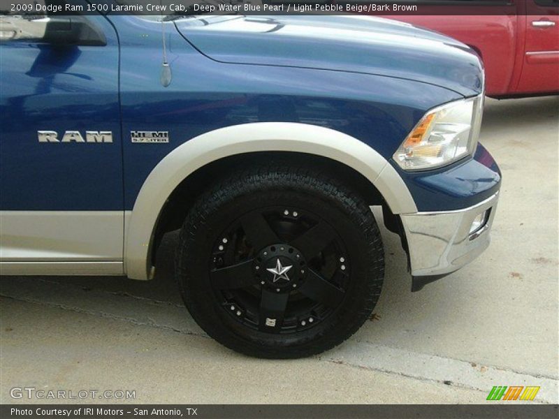 Deep Water Blue Pearl / Light Pebble Beige/Bark Brown 2009 Dodge Ram 1500 Laramie Crew Cab