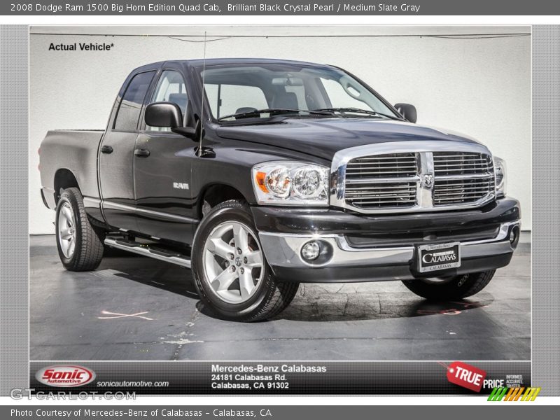 Brilliant Black Crystal Pearl / Medium Slate Gray 2008 Dodge Ram 1500 Big Horn Edition Quad Cab