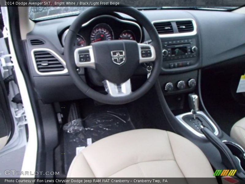 Bright White / Black/Light Frost Beige 2014 Dodge Avenger SXT