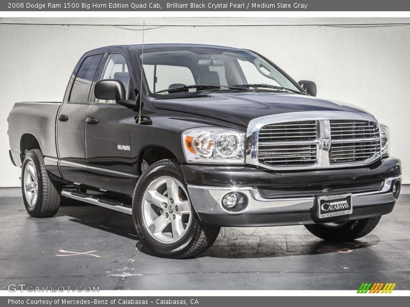 Brilliant Black Crystal Pearl / Medium Slate Gray 2008 Dodge Ram 1500 Big Horn Edition Quad Cab