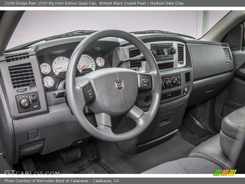 Brilliant Black Crystal Pearl / Medium Slate Gray 2008 Dodge Ram 1500 Big Horn Edition Quad Cab