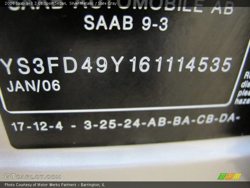 Silver Metallic / Slate Gray 2006 Saab 9-3 2.0T Sport Sedan