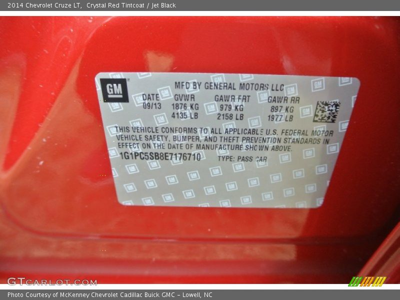 Crystal Red Tintcoat / Jet Black 2014 Chevrolet Cruze LT