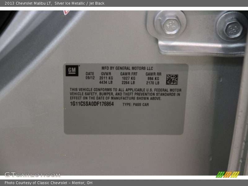 Silver Ice Metallic / Jet Black 2013 Chevrolet Malibu LT