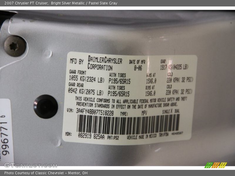 Bright Silver Metallic / Pastel Slate Gray 2007 Chrysler PT Cruiser