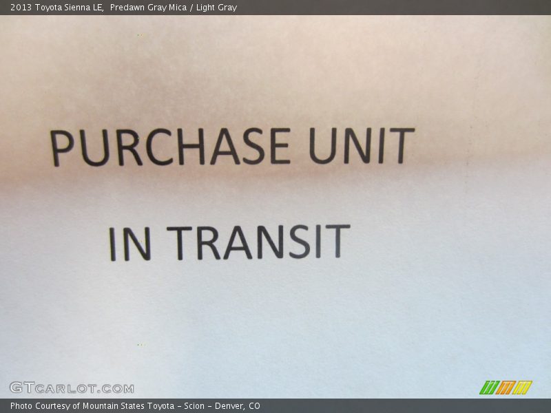 Predawn Gray Mica / Light Gray 2013 Toyota Sienna LE